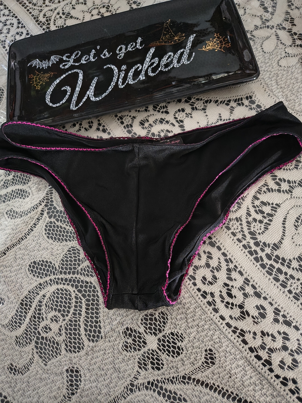 Y2K Victoria's Secret Black Pink Bikini Panty Coquette Sexy Intimate Lingerie